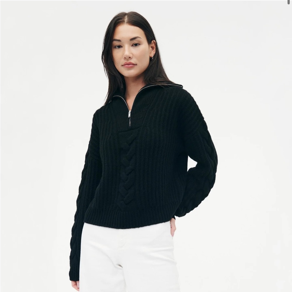 Cashmere Quarter Zip Cable knit Sweater